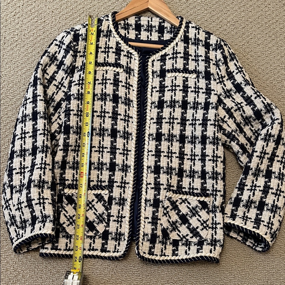 Women's Blue and White Tweed Jacket